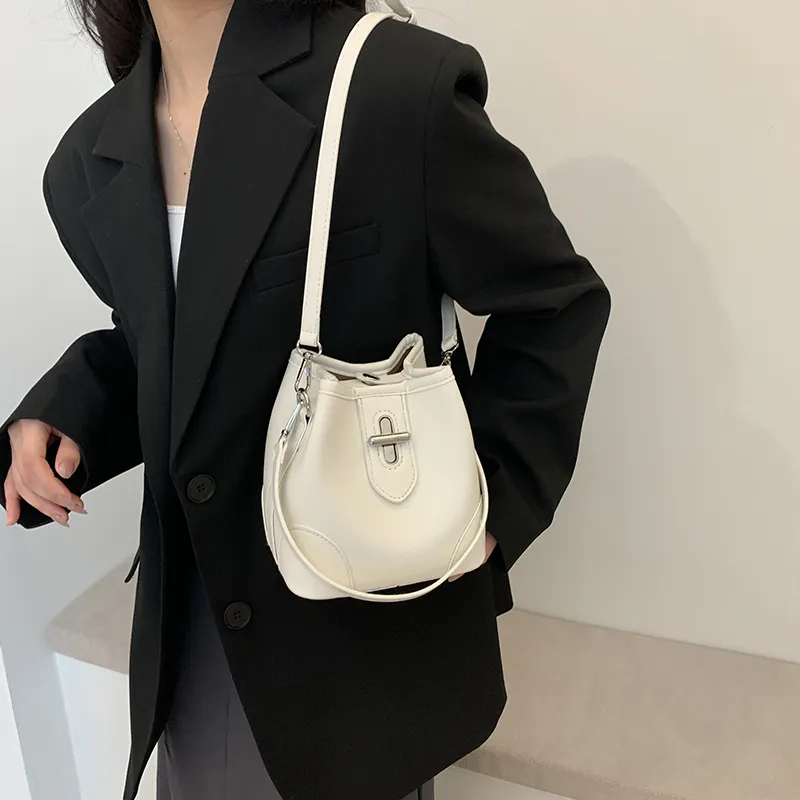 KARUISHA PU Bucket Bags Crossbody Bag, Shoulder Bag Women's White/Blue & Brown/Black-3