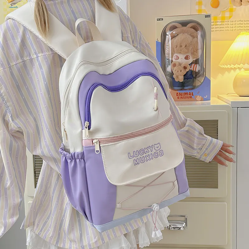 MOM'S HELPER Polyester Backpack Women's Pink/Purple/Blue/Black-5