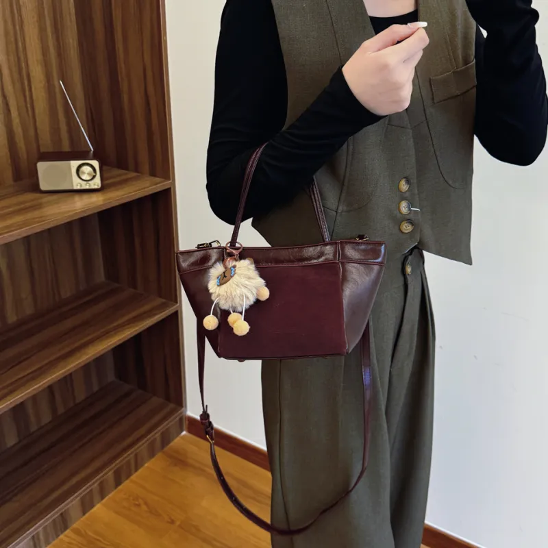KARUISHA PU Bucket Bag Handbag Shoulder Bag Women's Black/Coffee/Burgundy/Brown-13
