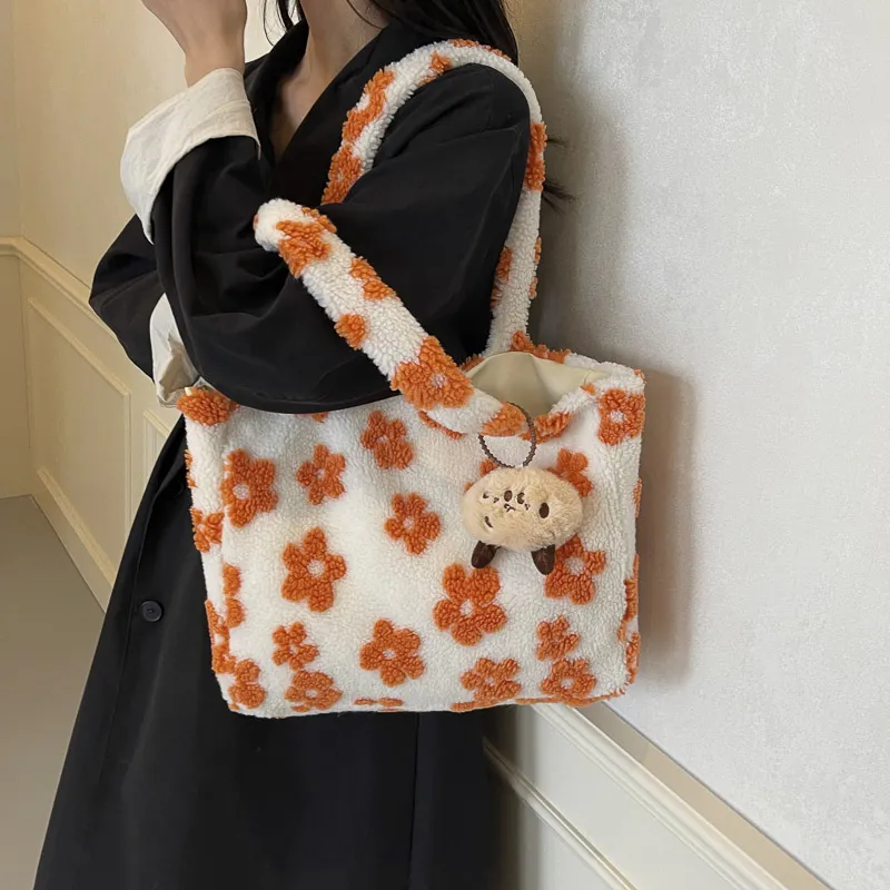 KARUISHA Plush Tote Bag, Shopping Bag, Handbag, Shoulder Bag Women's Multicolor-9