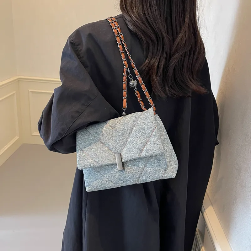 KARUISHA Denim Shoulder Bag, Crossbody Bag Regular Women's Dark Tea/Light Blue/Brown/Blue-10