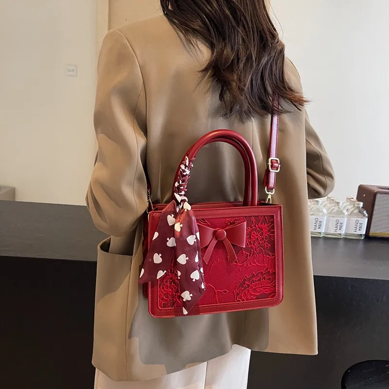 KARUISHA PU Patchwork Shoulder Bag Regular Women's Red/Burgundy-12
