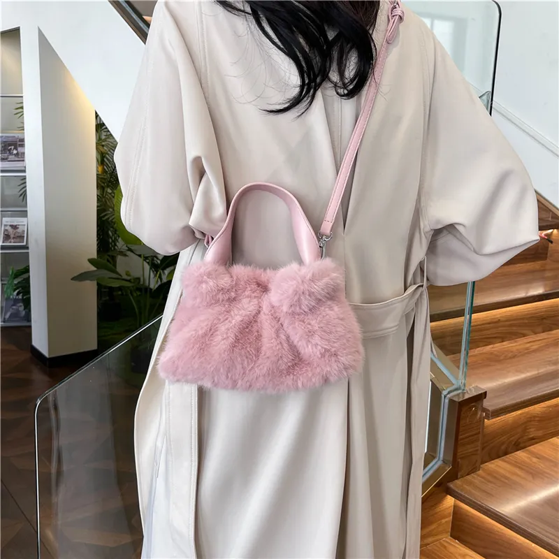 KARUISHA Plush Handbag Crossbody Bag Regular Women's Dark Khaki/Black/Pink/Purple/White-4