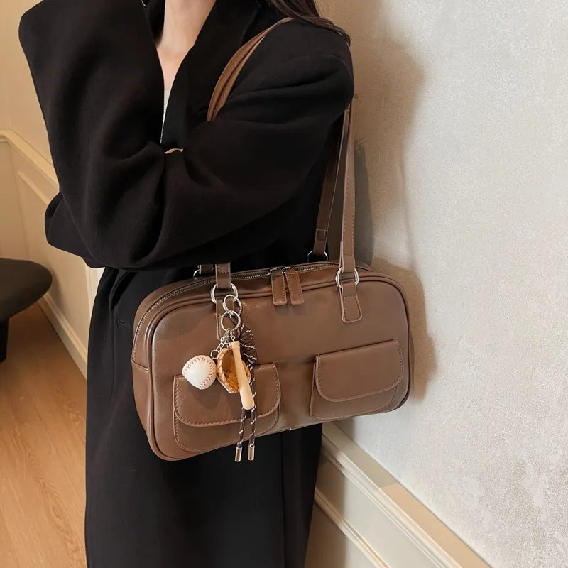 KARUISHA PU Shoulder Bag Women's Black Burgundy Brown Coffee-15