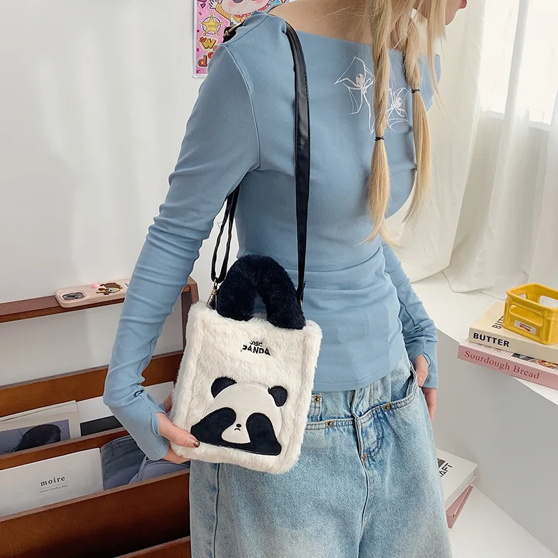 KARUISHA Fleece Shoulder Bag Crossbody Bag Handbag Women's White-5