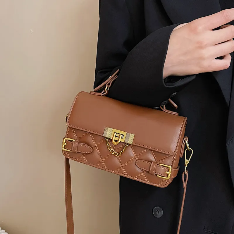 KARUISHA PU Diamond Pattern Bag, Shoulder Bag, Crossbody Bag, Handbag Regular Women's Ecru/Black/Coffee/Brown-13