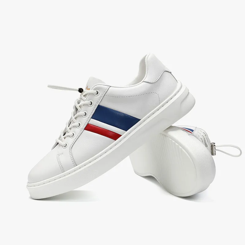 Walker Shop Breathable Low Top Skateboard Shoes Men's White Blue-4