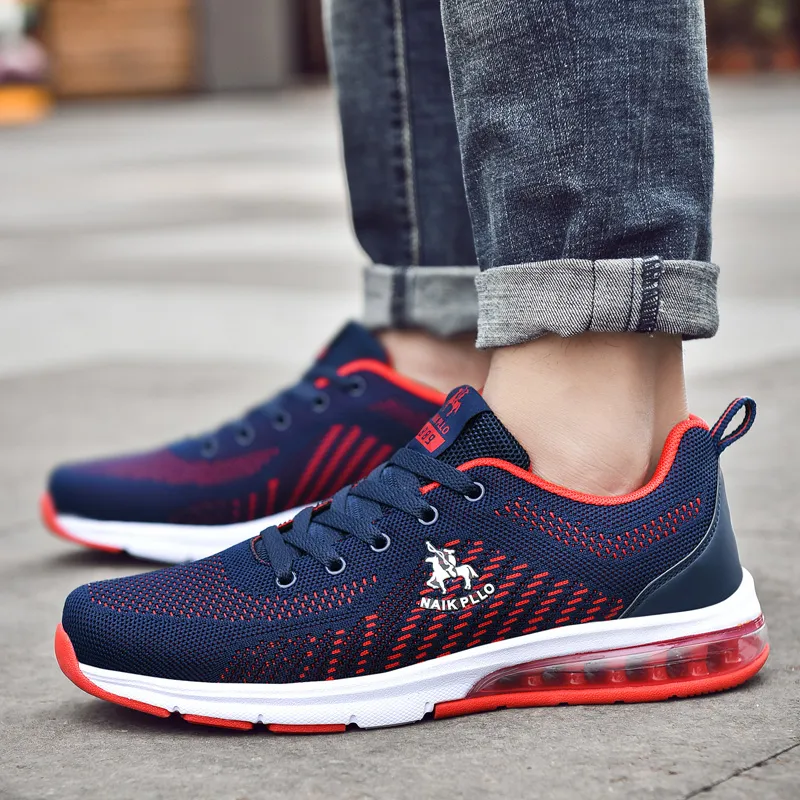 NAIKPLLO Running Shoes Men Low Top Black/Blue-3