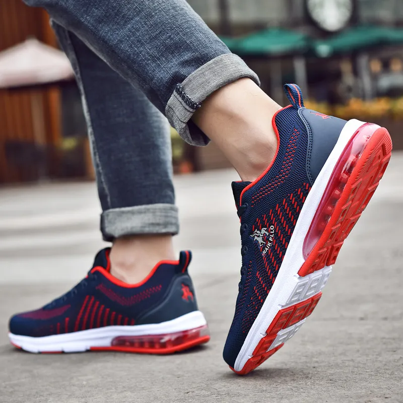 NAIKPLLO Running Shoes Men Low Top Black/Blue-6