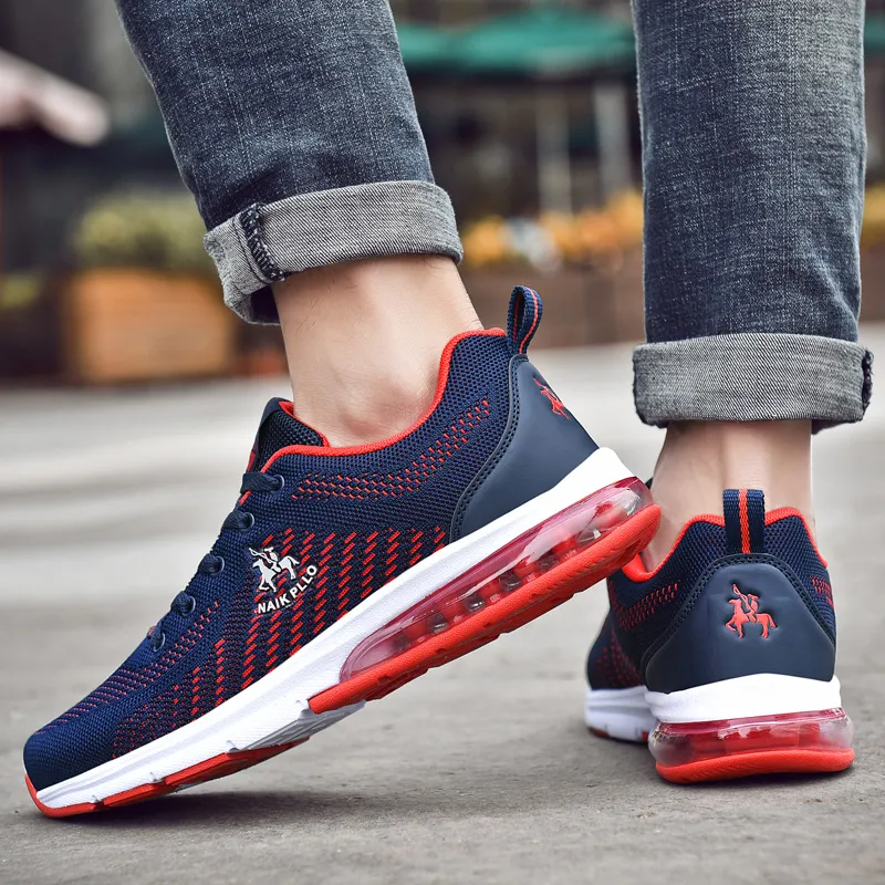 NAIKPLLO Running Shoes Men Low Top Black/Blue-4