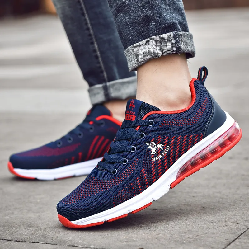 NAIKPLLO Running Shoes Men Low Top Black/Blue-5