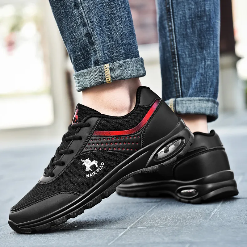 NAIKPLLO Casual Shoes Men Low Top White/Black/Red-4