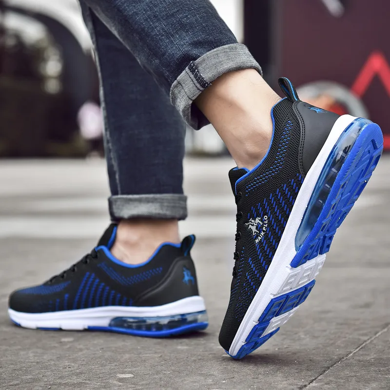 NAIKPLLO Running Shoes Men Low Top Black/Blue-11