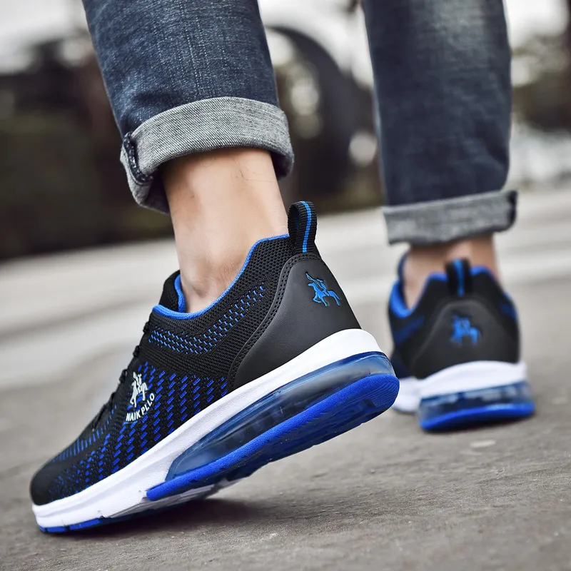NAIKPLLO Running Shoes Men Low Top Black/Blue-12