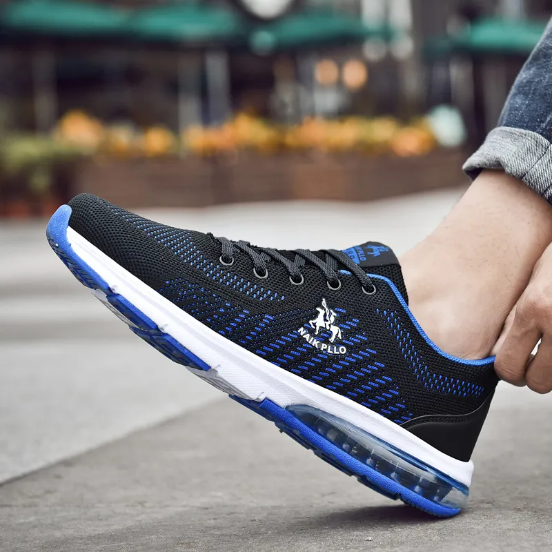NAIKPLLO Running Shoes Men Low Top Black/Blue-13
