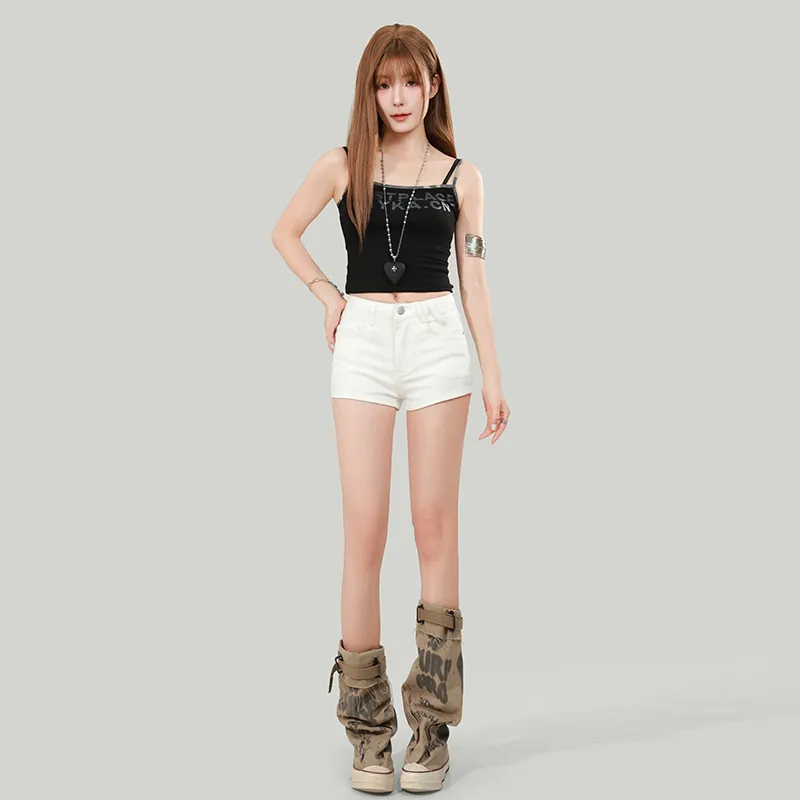 LCEVHZ'S Denim Shorts Women's White-5