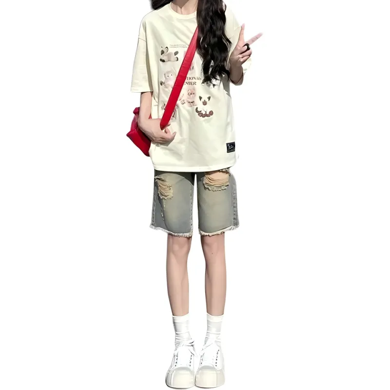 LCEVHZ'S Denim Shorts Women's Blue-2