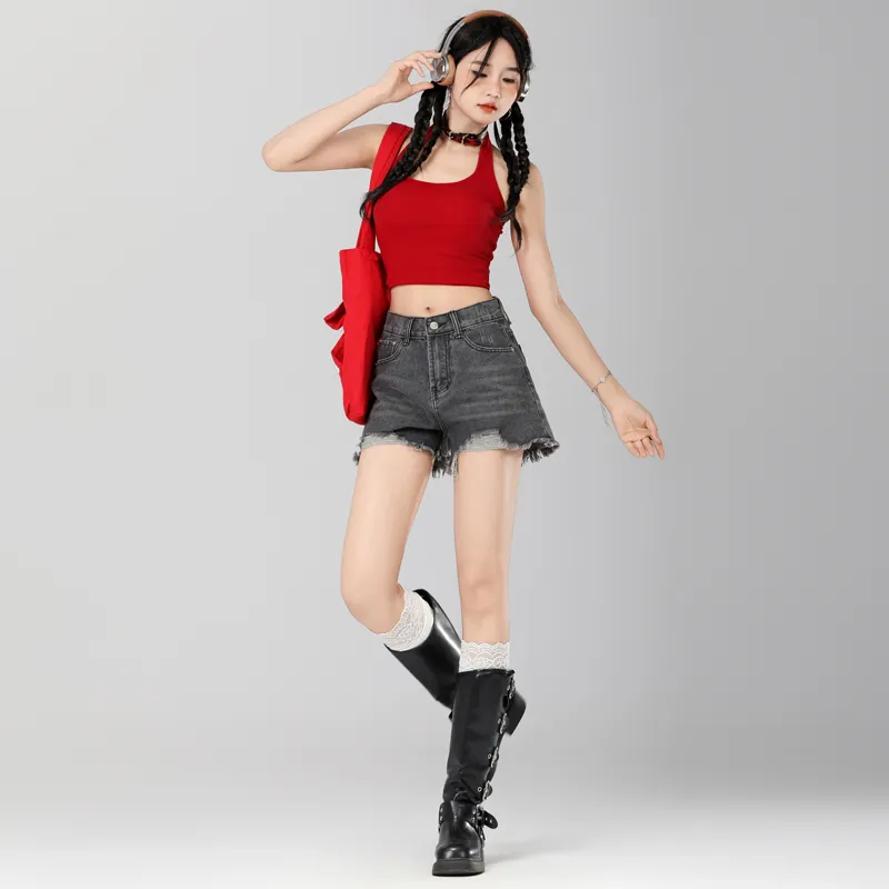 LCEVHZ'S Denim Shorts Women's Nostalgic Blue-2