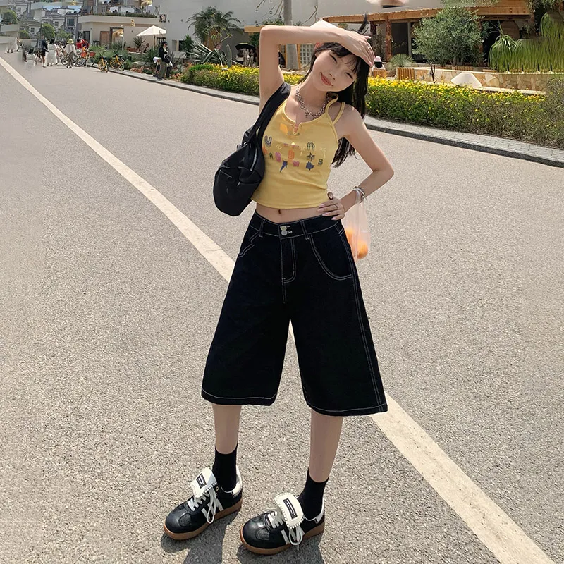 LCEVHZ'S Denim Shorts Women's Black-4