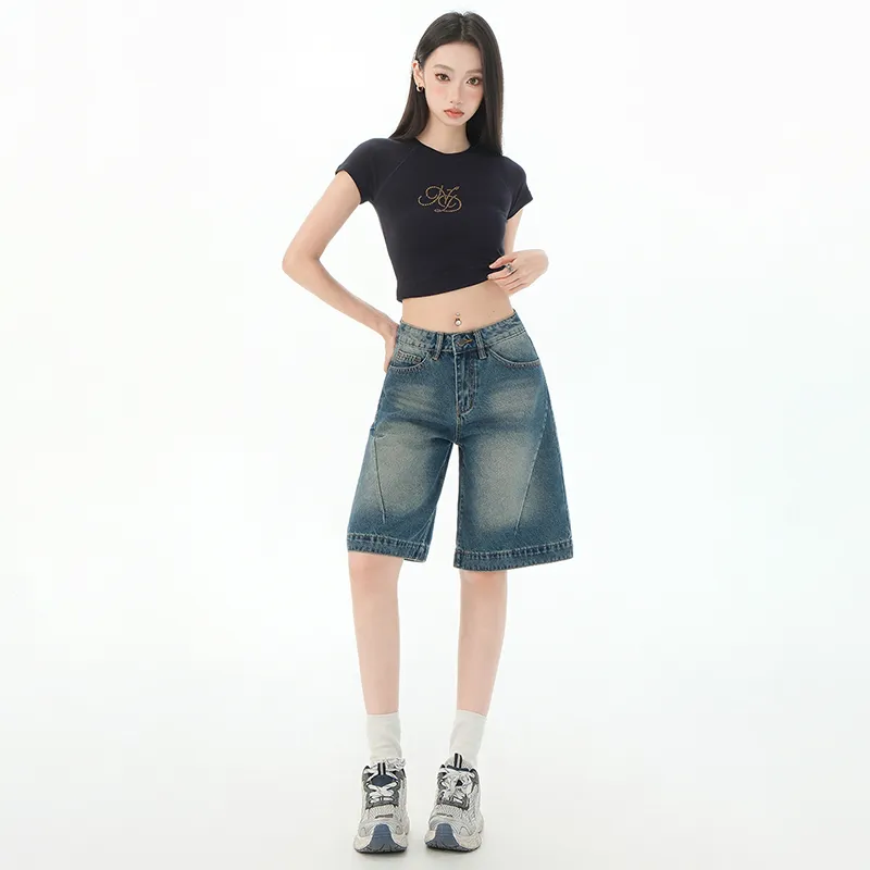 LCEVHZ'S Denim Shorts Women's Vintage Blue-2