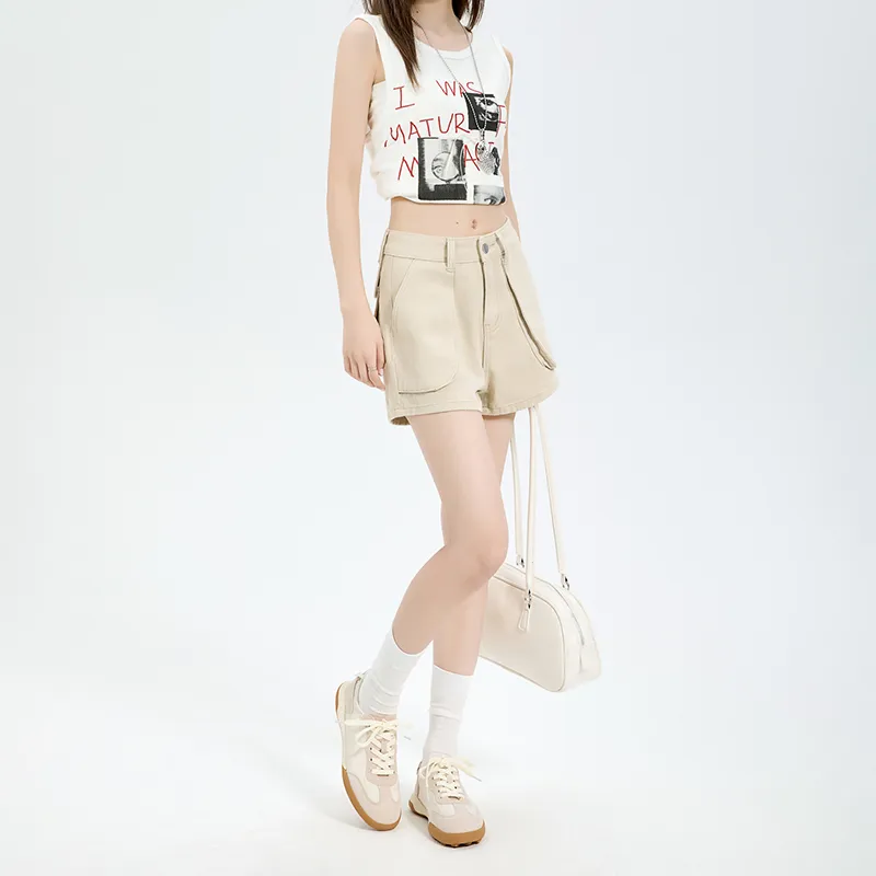 LCEVHZ'S Denim Shorts Women's Creamy Apricot-4