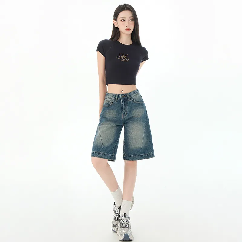 LCEVHZ'S Denim Shorts Women's Vintage Blue-3