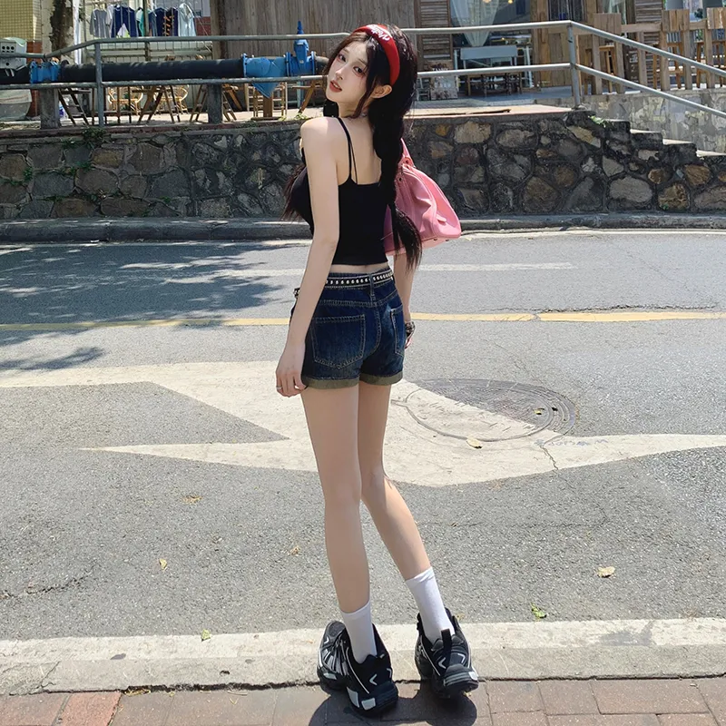 LCEVHZ'S Denim Shorts Women's Vintage Blue-3