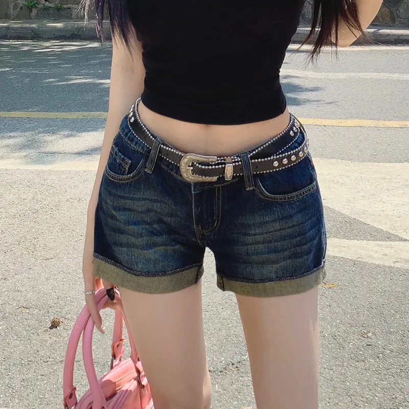 LCEVHZ'S Denim Shorts Women's Vintage Blue-4