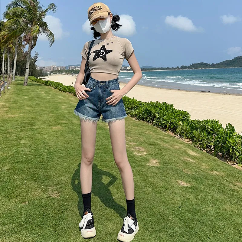LCEVHZ'S Denim Shorts Women's Blue-2