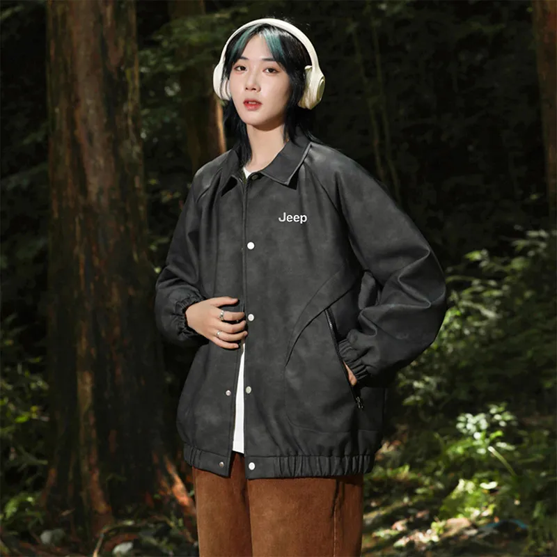 Jeep Leather Jacket Fall And Winter Unisex-17
