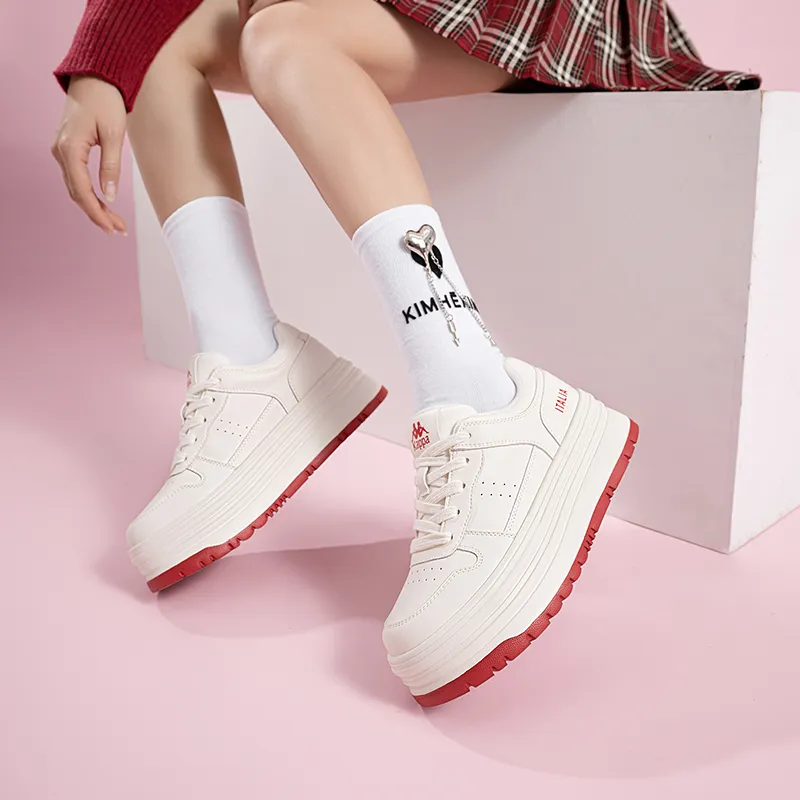 Kappa Anti Slip Wear Resistant Low Top Skateboard Shoes Women's White-7