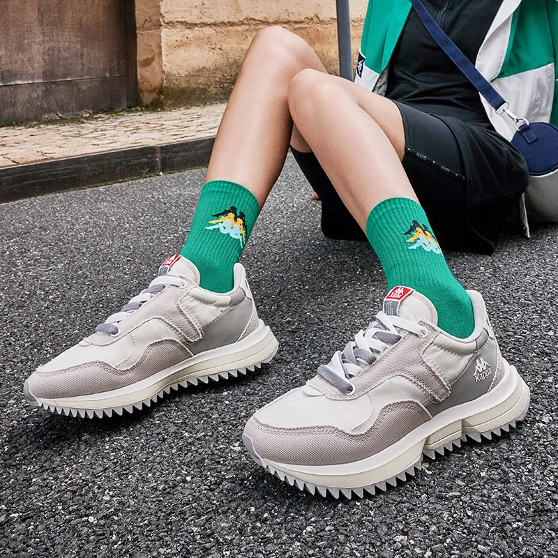 Kappa Cushioning, Abrasion Resistant, Breathable, Lightweight Low Top Casual Shoes Unisex White Gray-1
