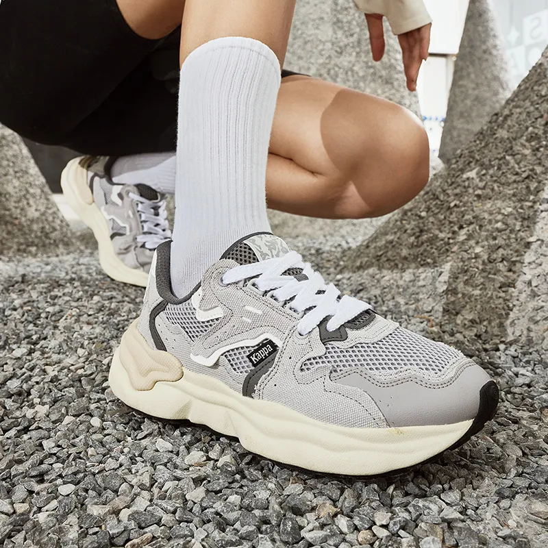 Kappa Anti Slip And Wear Resistant Breathable Low Top Casual Running Shoes Unisex Gray-1