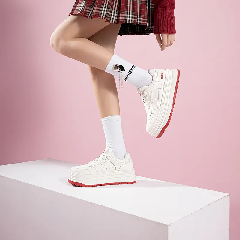 Kappa Anti Slip Wear Resistant Low Top Skateboard Shoes Women's White-6
