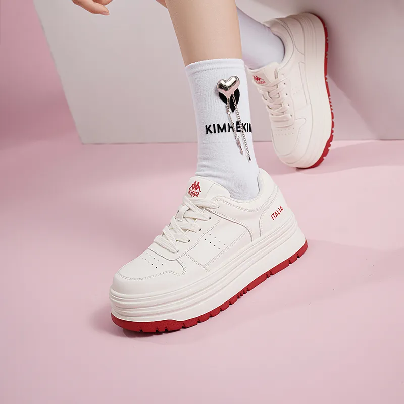 Kappa Anti Slip Wear Resistant Low Top Skateboard Shoes Women's White-9