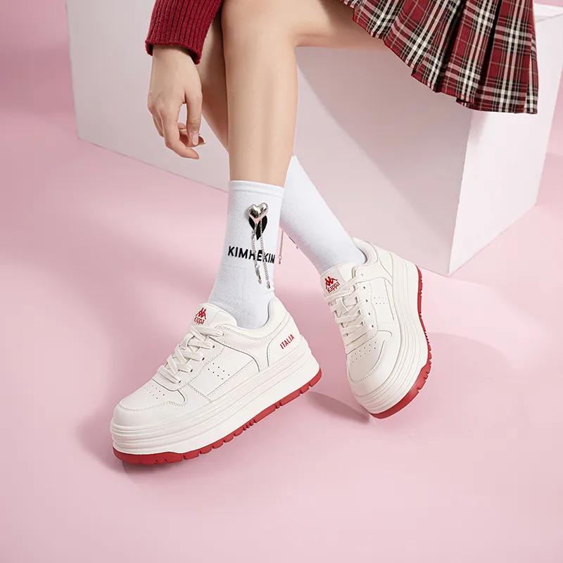 Kappa Anti Slip Wear Resistant Low Top Skateboard Shoes Women's White-8