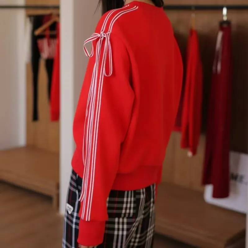 Oudifu Sweatshirts Women's Red-4
