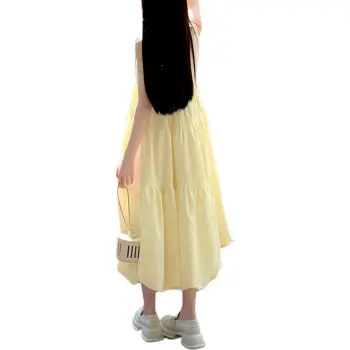 Oudifu Sleeveless Dress Women's Custard
