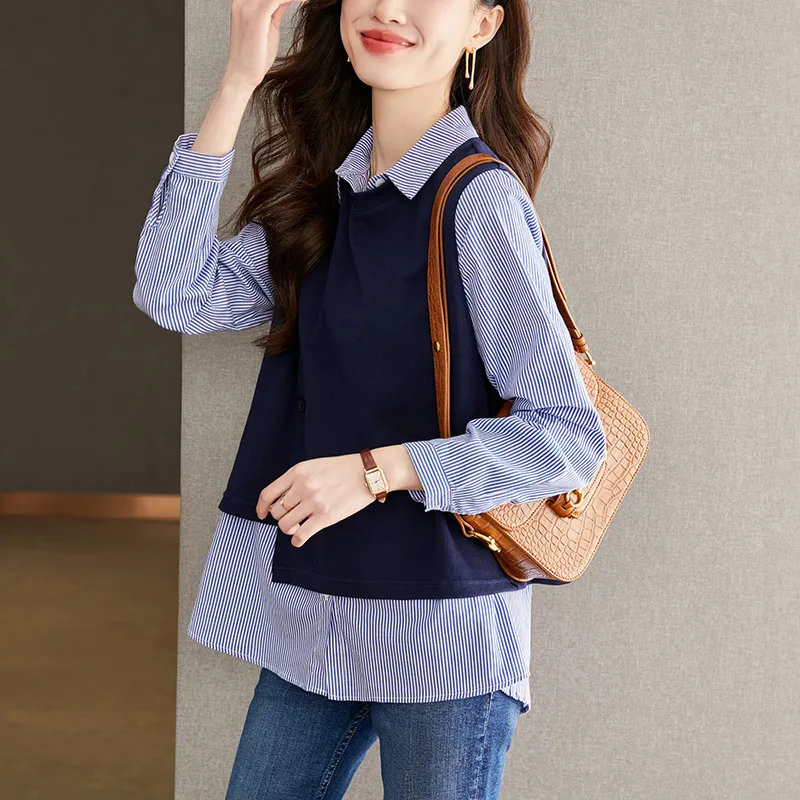 Oudifu Knitwear Women's Navy Blue-3