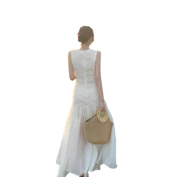 Oudifu Sleeveless Dress Women's White