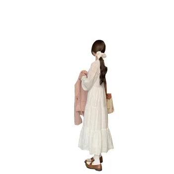 Oudifu Long Sleeved Dresses Women's White