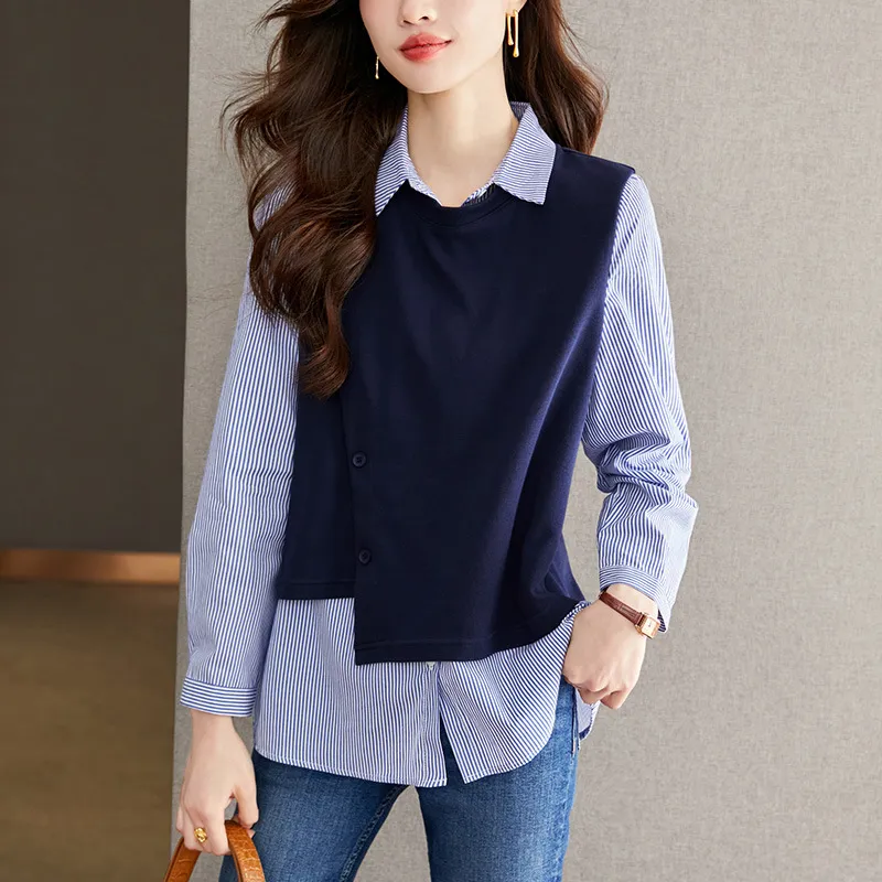 Oudifu Knitwear Women's Navy Blue-4