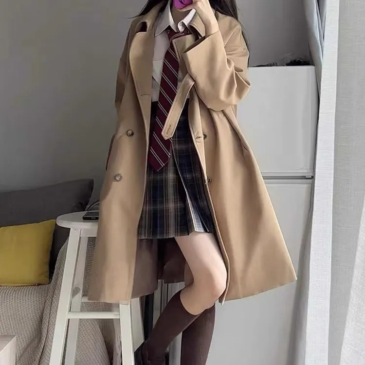 Oudifu Trench Coats Women's-6