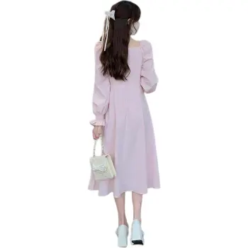 Oudifu Long Sleeved Dresses Women's Pink