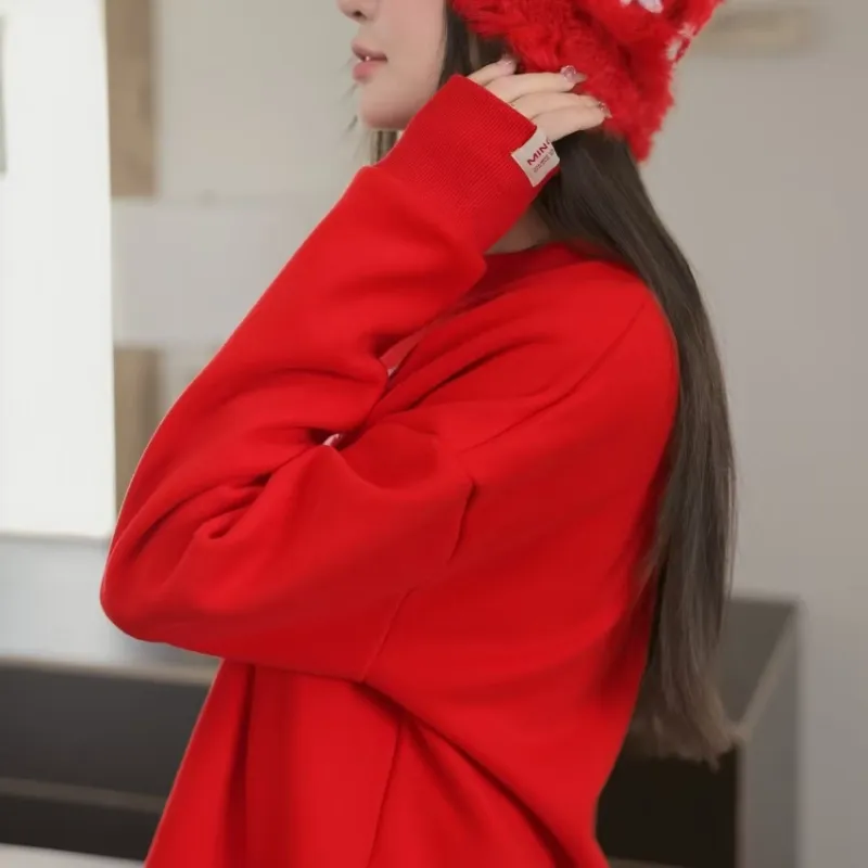Oudifu Sweatshirts Women's Red-2