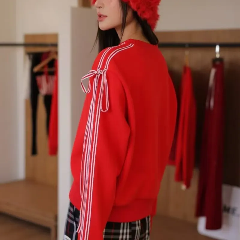 Oudifu Sweatshirts Women's Red-5