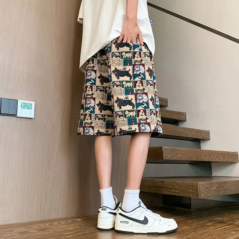 Yiwen Casual Shorts Unisex Embroidery Dog-4
