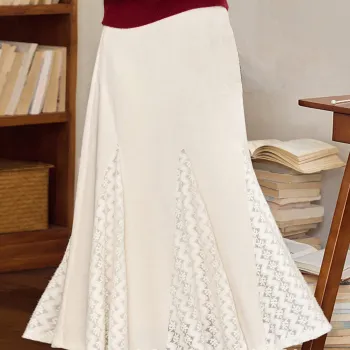 Alxnan Casual Long Skirts Women's Apricot