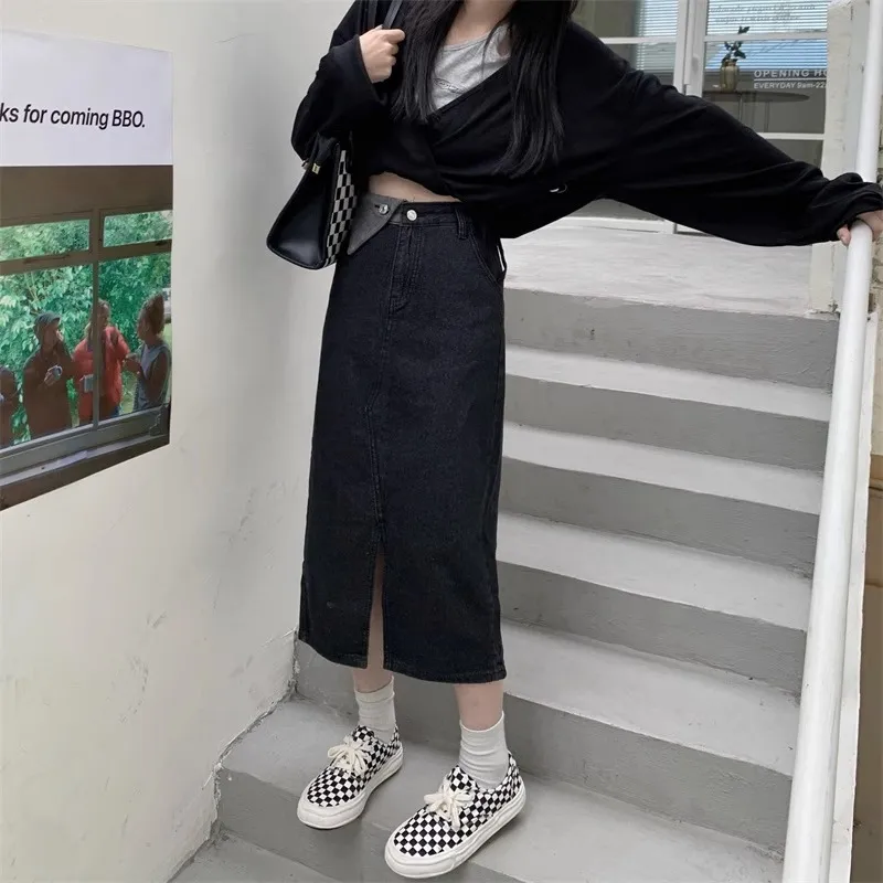 Alxnan Denim Long Skirt Women's-5