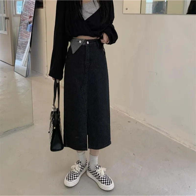 Alxnan Denim Long Skirt Women's-1